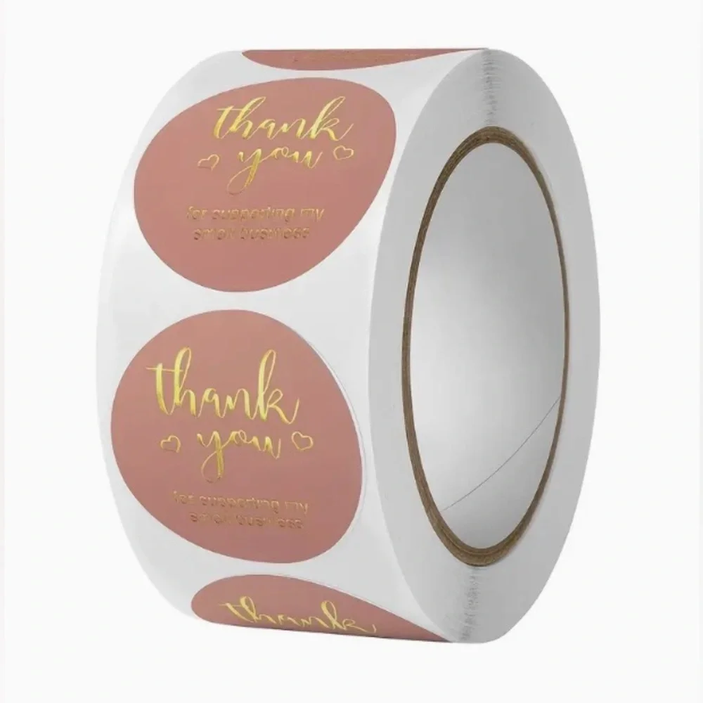 500 1in PeachThank You Stickers